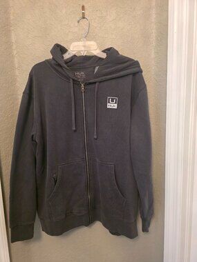 Huk Men's Huk'd Up Gray Full Zip Hoodie Jacket M NEW Ret $70 Fishing Outdoors